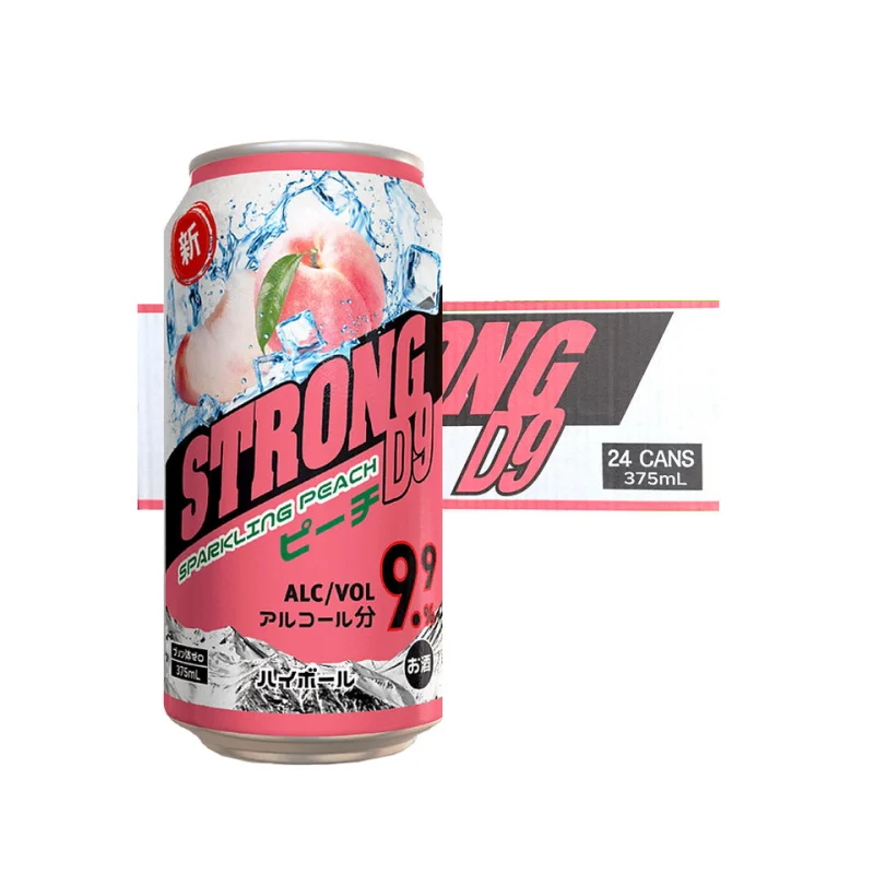 Strong D9 Double Sparkling Peach Zero Sugar 9.9% 24 x 375mL Cans