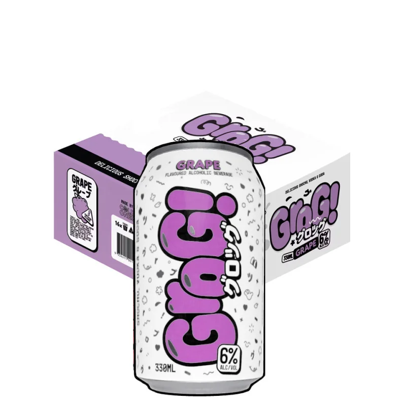 Grog Grape Flavour Premix Shochu, Vodka & Soda 16 x 330mL Cans