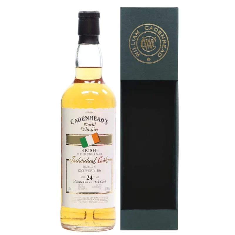 Cooley Distillery 24 Year Old Cadenhead’s Cask Strength Peated Single Malt Irish Whiskey 700mL