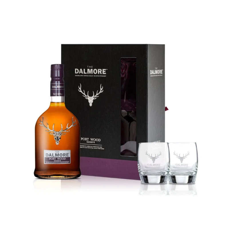 The Dalmore Port Wood Reserve + 2 Glasses Pack Single Malt Scotch Whisky 700mL