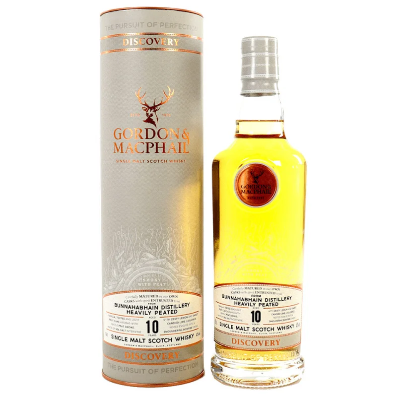 Bunnahabhain 10 Year Old Heavily Peated Gordon & MacPhail Discovery Single Malt Scotch Whisky 700mL