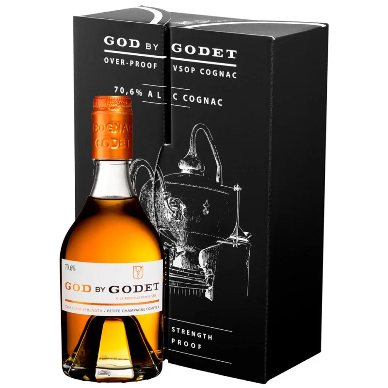 God By Godet Cask Super Strength VSOP Cognac + 2 Glasses Gift Set 350mL