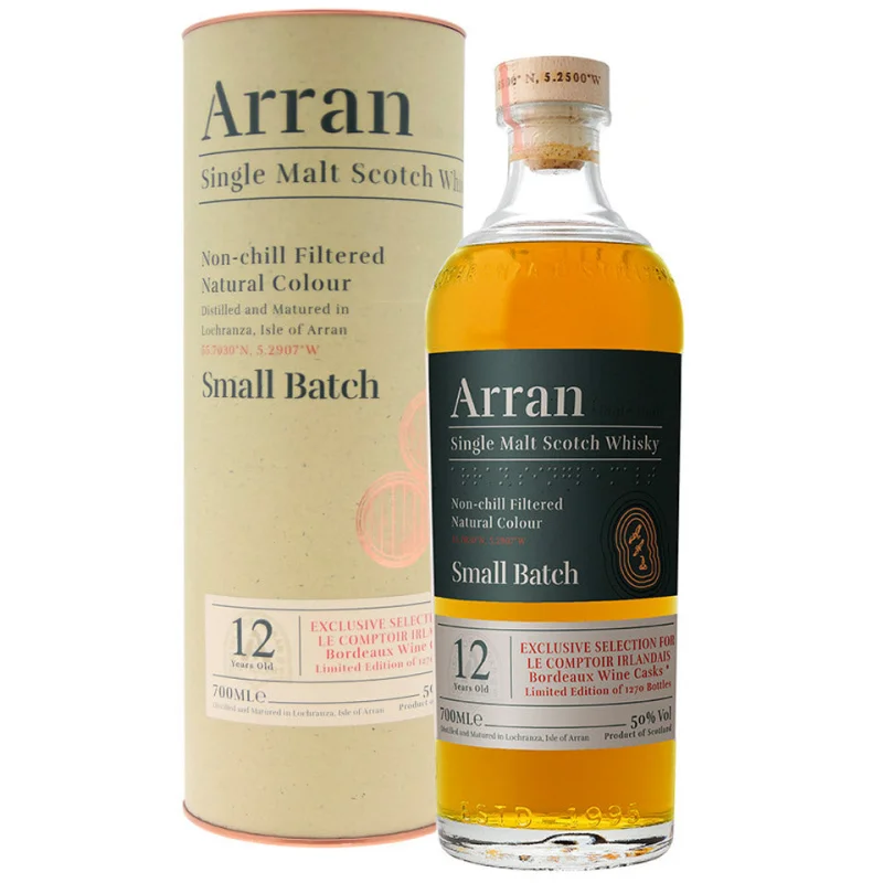 Arran 12 Year Old Small Batch Bordeaux Wine Casks Single Malt Scotch Whisky 700mL