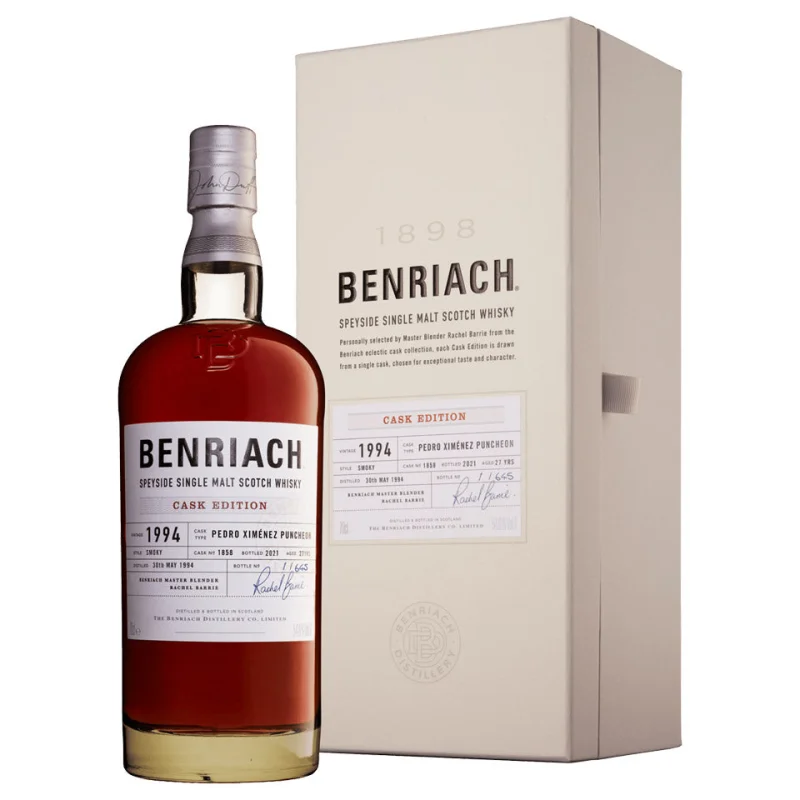 Benriach 27 Year Old 1994 Cask #1858 PX Peated Cask Strength Single Malt Scotch Whisky 700mL