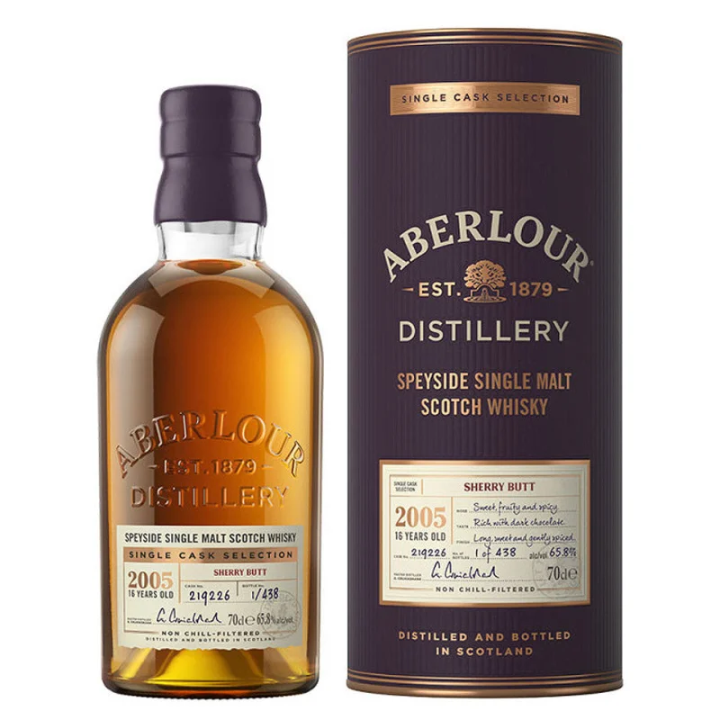 Aberlour 16 Year Old 2005 Single Cask Sherry Butt Cask Strength Single Malt Scotch Whisky 700mL