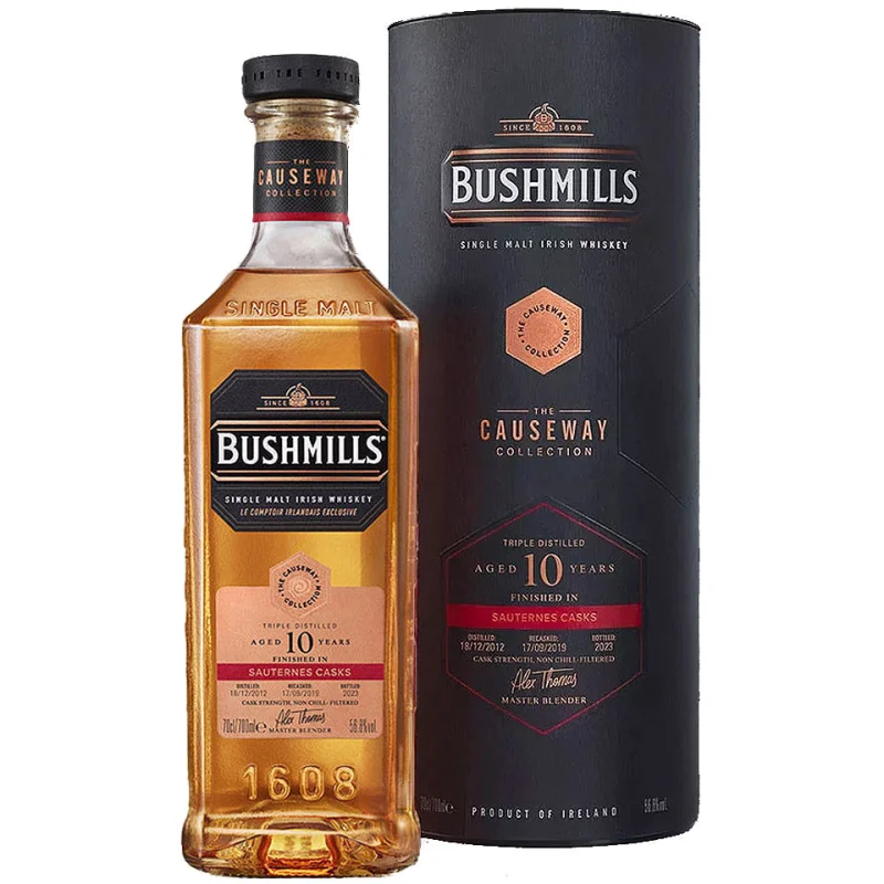 Bushmills 10 Year Old Sauternes Cask Causeway Collection Cask Strength Single Malt Irish Whiskey 700mL