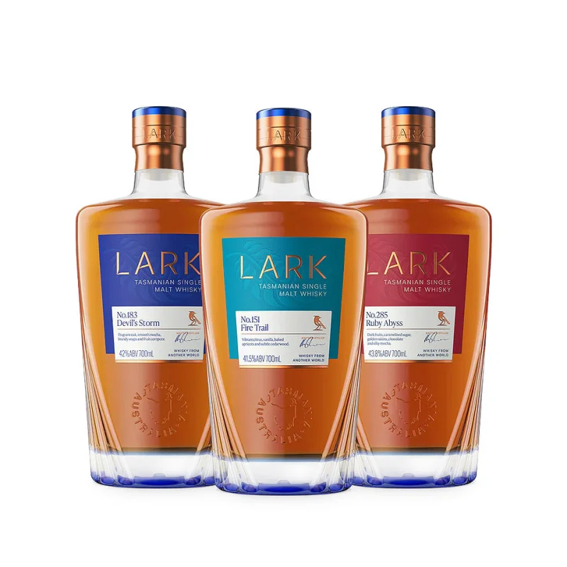 Lark The Complete Signature Collection Fire Trail, Devils Storm & Ruby Abyss Single Malt Australian Whisky 3 x 700mL