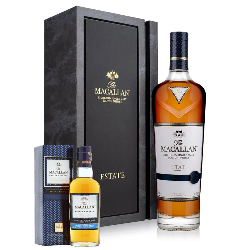 The Macallan Estate Single Malt Scotch Whisky 700mL + 1824 Estate Reserve Miniature 50mL