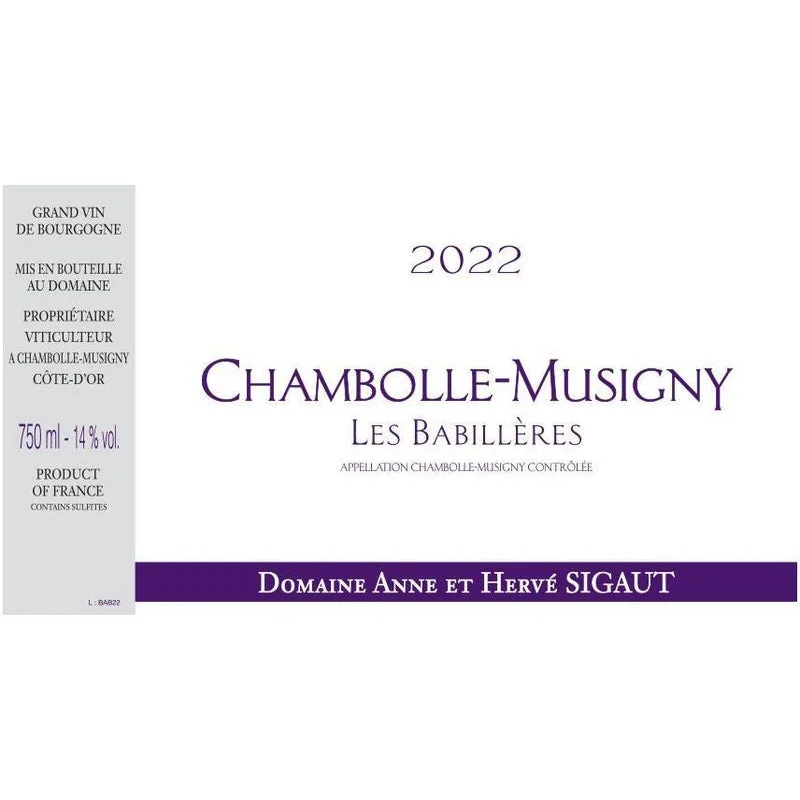 Anne & Herve Sigaut Chambolle-Musigny ‘Les Babilleres’ 2022