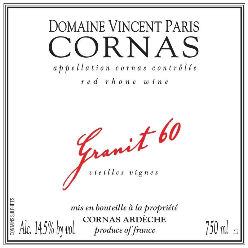Vincent Paris Cornas ‘Granit 60’ 2022